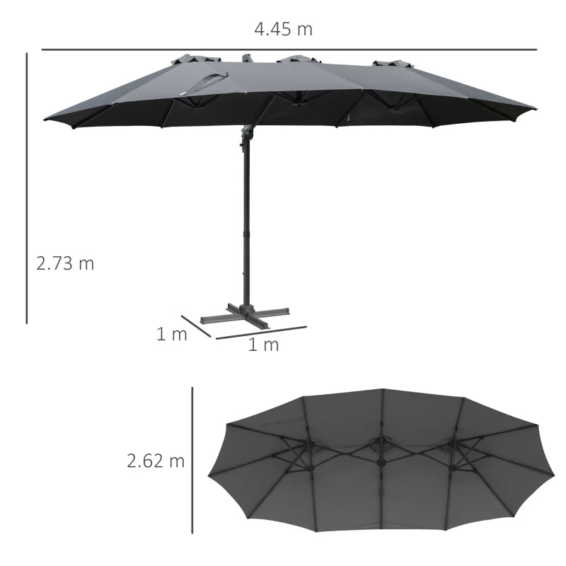 Grey  4.5m Patio Parasol - 360° Rotation