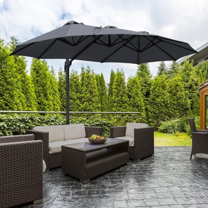 Grey  4.5m Patio Parasol - 360° Rotation