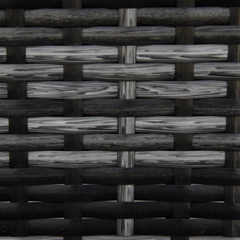 Dark Grey Rattan Footstool With Padded Grey Cushion - 50 x 50 x 35 cm