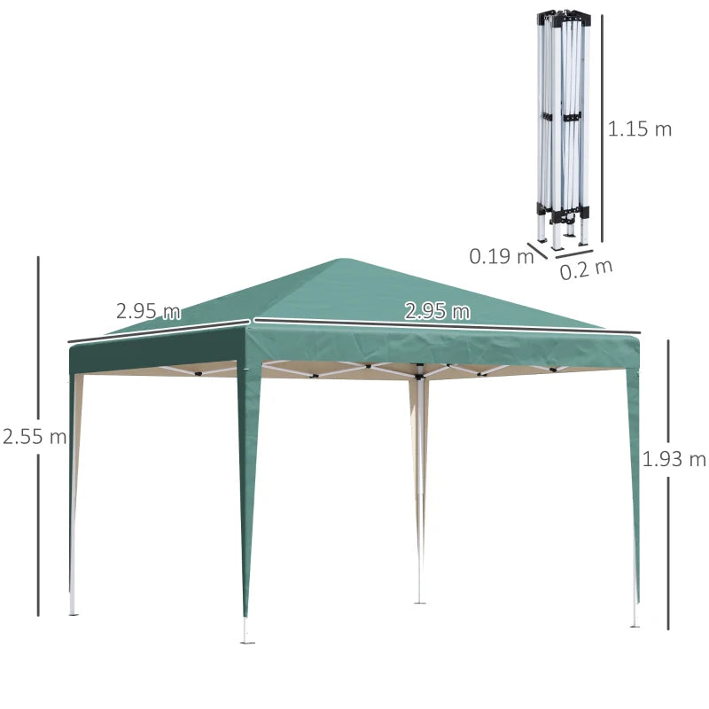 3m x 3m Green Pop Up Gazebo (Adjustable Height)