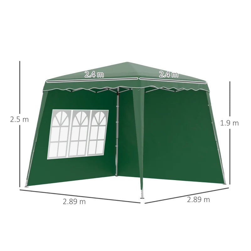 Green Pop Up Tent with 2 Sidewalls and Carry Bag