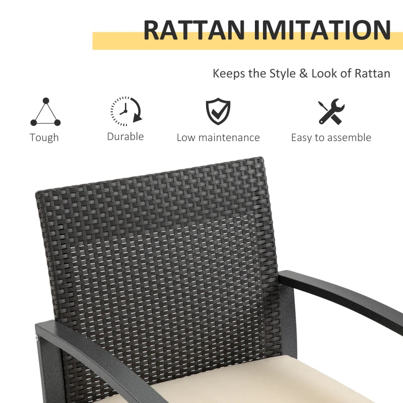 Brown Rattan Style Bistro Set - Conservatory Furniture