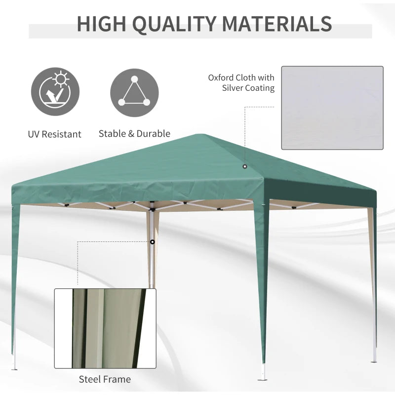 3m x 3m Green Pop Up Gazebo (Adjustable Height)