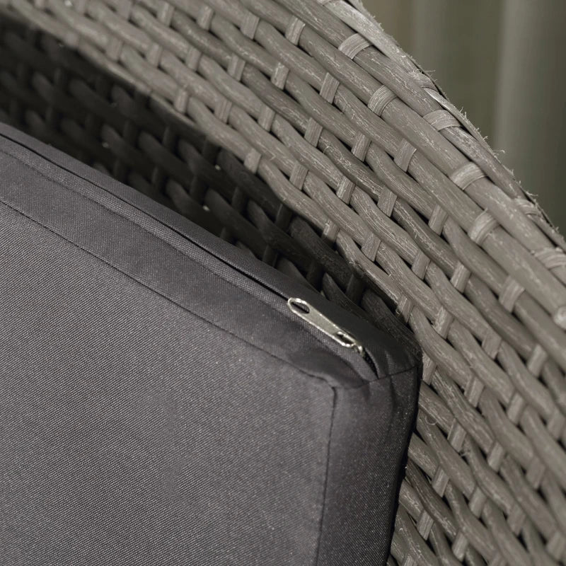 Grey Rattan Bistro Set For Balcony - Table and Chairs