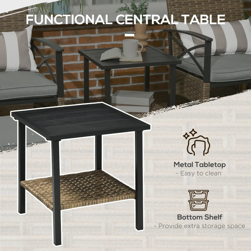 5 Piece Rattan Bistro Set With Footrests & Padded Outdoor Seating