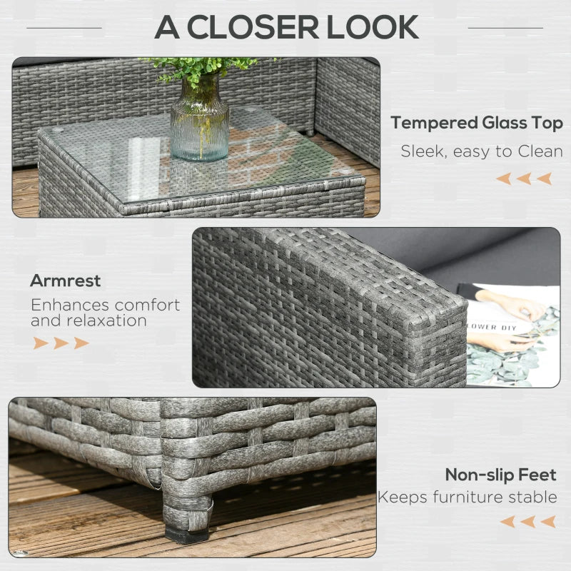 Grey 4 Seater Corner Sofa Set with Coffee Table