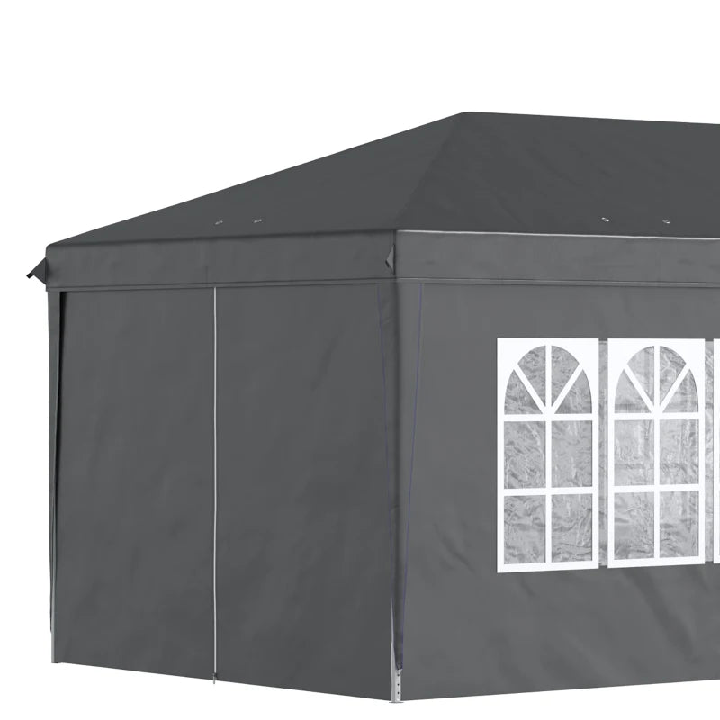 Black 3m x 6 m Pop Up Gazebo with Sides and Windows