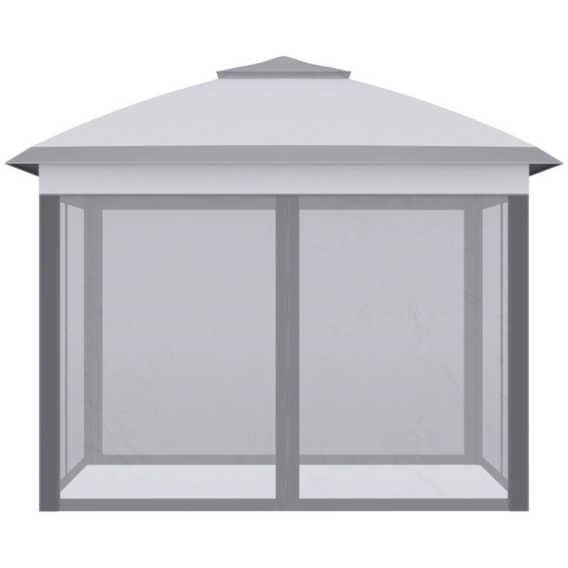 Grey Foldable Gazebo With Mesh Curtains