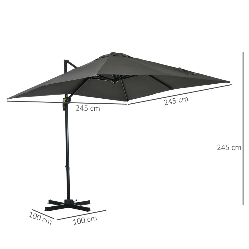 Dark Grey 2.5 x 2.5m Aluminium Sun Shade Canopy