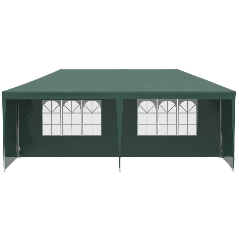 Green 6m x 3m Party Tent with Windows and Side Panels