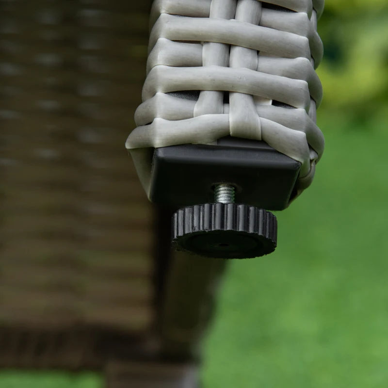 Grey Adjustable Rattan Chairs With x2 Footstools and Cooler Bar Coffee Table & Cover