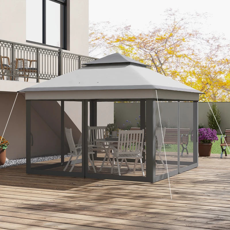 Grey 3m x 3m Pop Up Gazebo - Height Adjustable - Instant Event Shelter