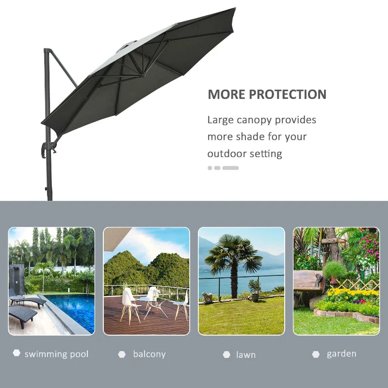 2.95H x 2.5m Dark Grey 360° Adjustable Cantilever Parasol