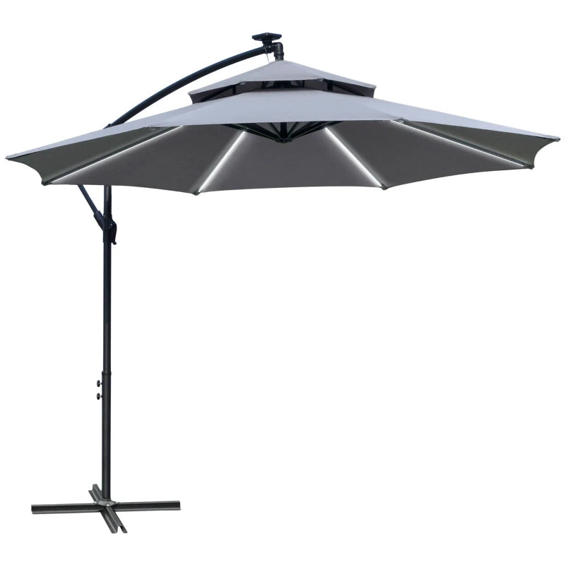 Grey 3m Hanging Umbrella with Double Roof
