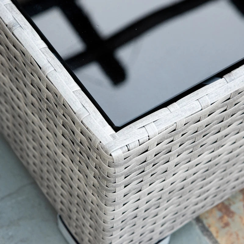 Grey Four-Piece 6 Seater Rattan Corner Sofa Set With Red Cushions