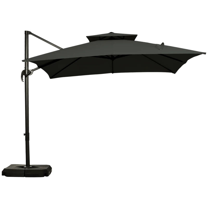Grey Square Parasol With 360° Rotation