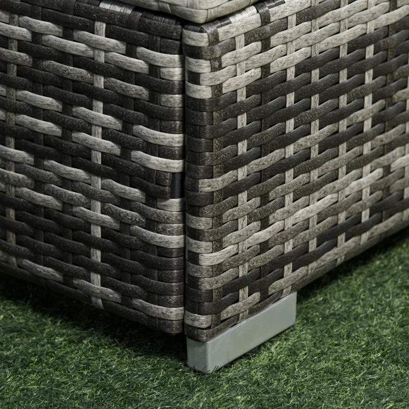 6 Piece Rattan Sofa & Coffee Table Set With Grey Pillow Cushions