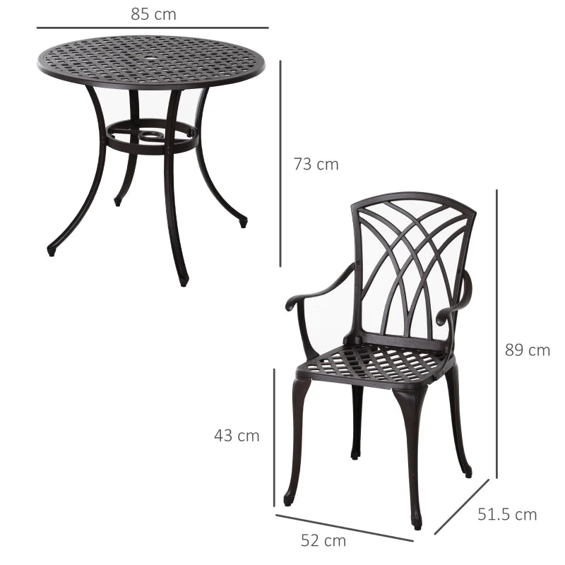 Cast Aluminium Outdoor Furniture Set - 4 Armchairs & Table