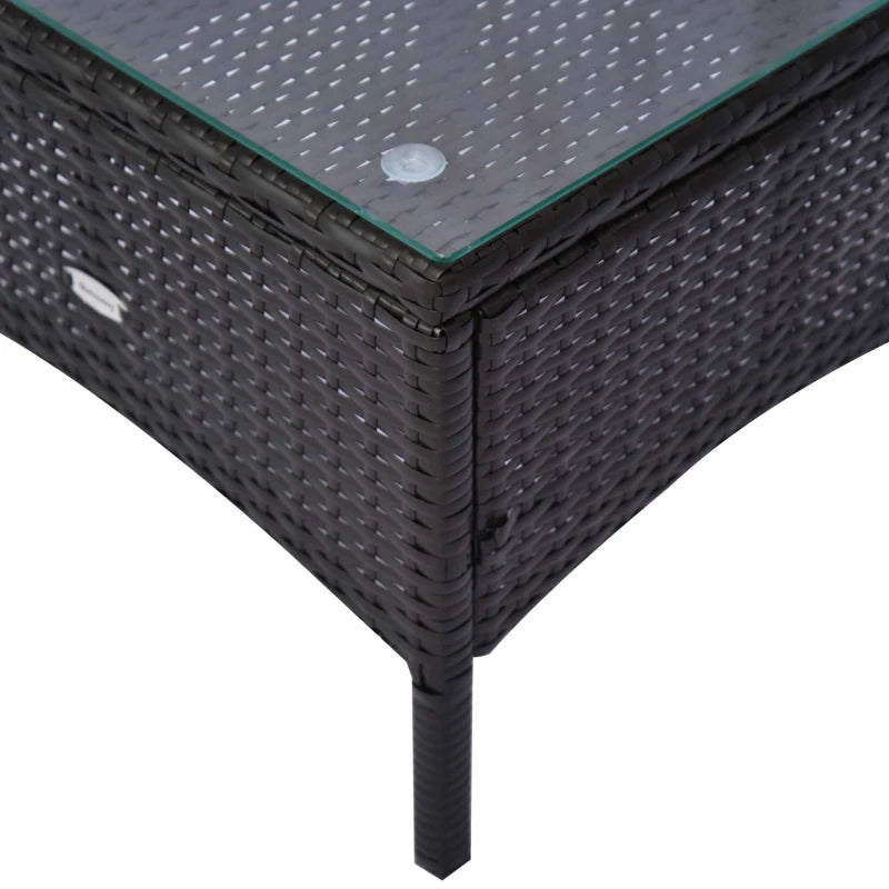 Brown 2 Seater Rattan Bistro Set With Glass Top Table