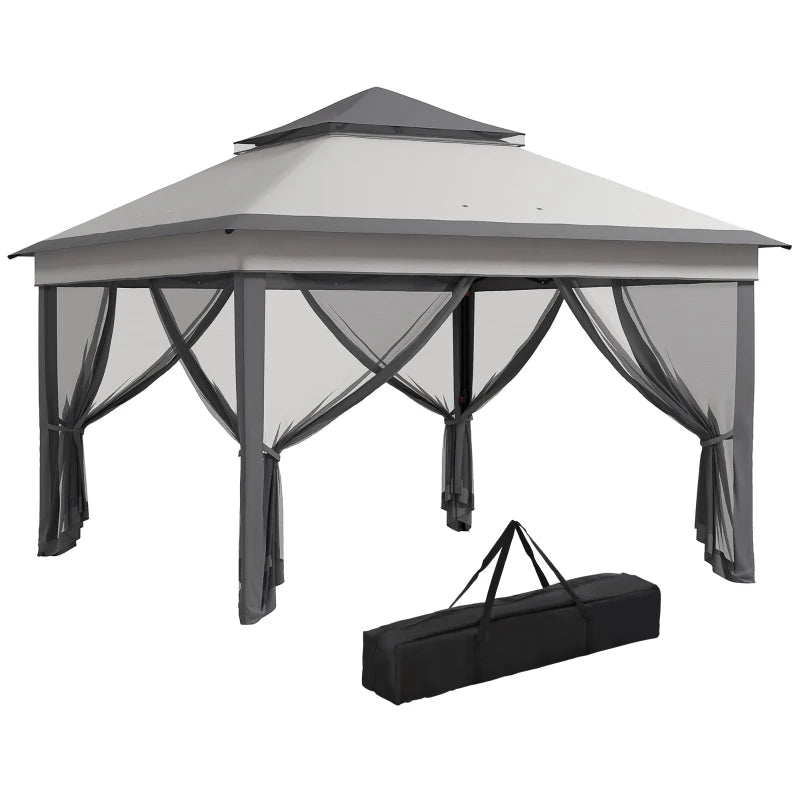 Grey 3m x 3m Pop Up Gazebo - Height Adjustable - Instant Event Shelter