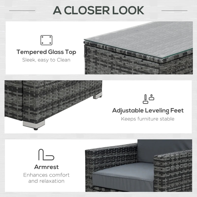 Grey 4 Piece Detachable Furniture Set With Cushions