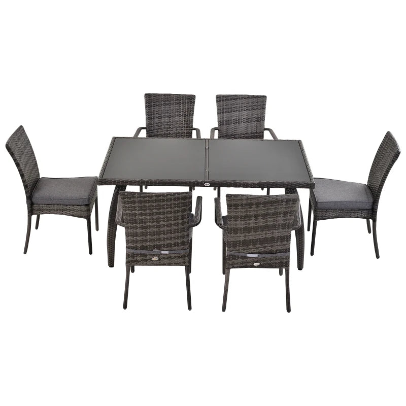 Grey 7 Piece Rattan Dining Set - 4 Armchairs & Extras