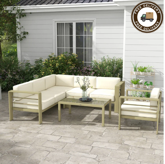 Cream garden furniture set outdoors