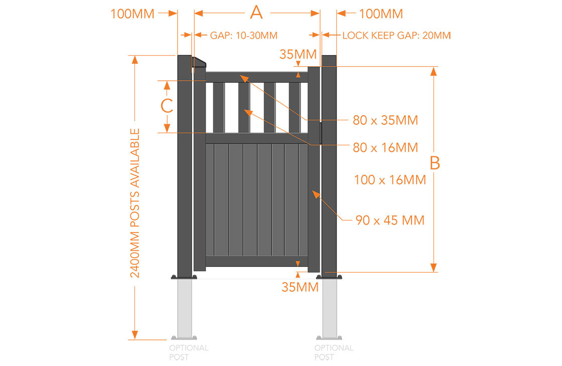 Flat Top Aluminium Pedestrian Gate With Vertical Infill