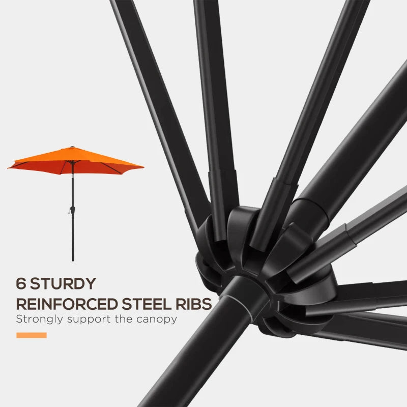 Orange 2.7M Tilt Crank Garden Parasol Umbrella