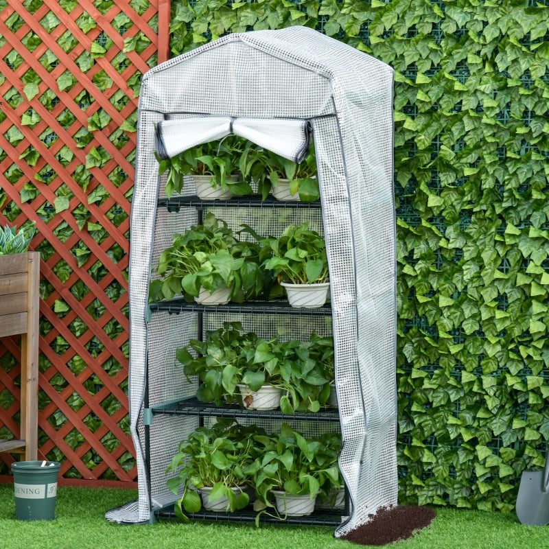 Compact Green 4-Tier Portable Plant Grow Shed 160x70x50cm