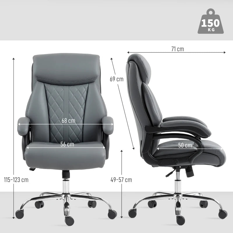 Super Padded Charcoal Grey Faux Leather Office Chair - Ergonomic Design for Comfort and Style in Home or Office