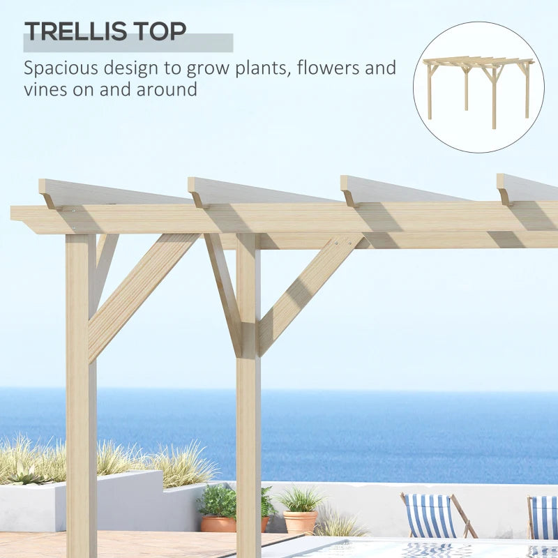 Wooden Garden Pergola Kit - Natural Wood Outdoor Gazebo for Climbing Plants