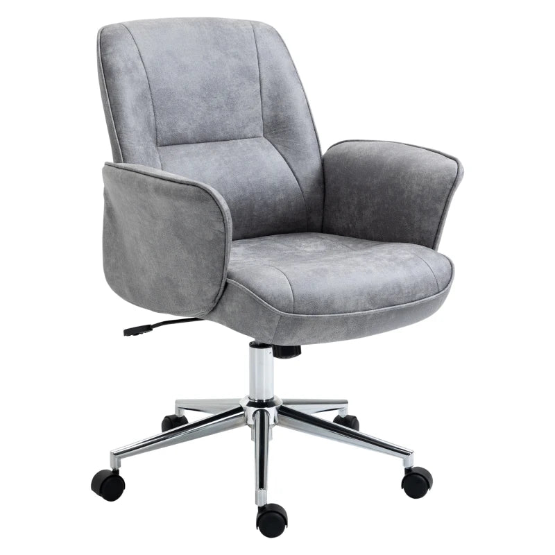 Vinsetto Light Grey Mid Back Swivel Computer Office Chair - Ergonomic Desk Chair for Home Study & Bedroom