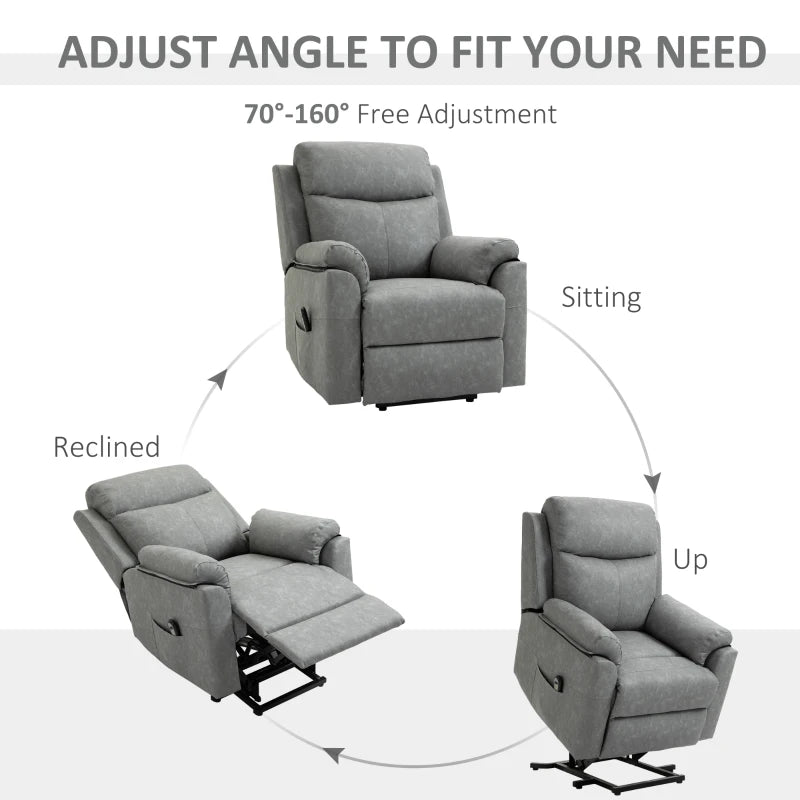 Grey Faux Leather 70° Electric Riser Recliner Chair for Ultimate Comfort and Support