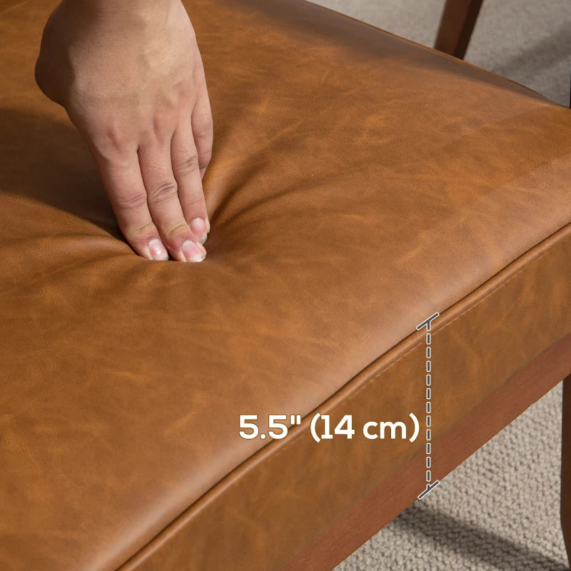 Retro-Style Accent Chair with Brown Faux Leather Seat for Stylish Home Decor