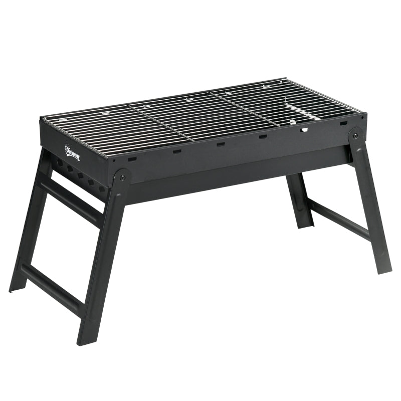 Portable Foldable Charcoal Grill - Compact Black BBQ for Outdoor Cooking and Camping
