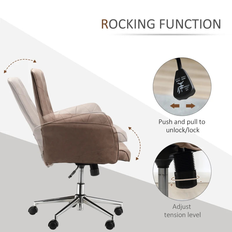 Vinsetto Height Adjustable Microfibre Office Desk Chair with Armrests & Swivel - Stylish Vanity Chair for Home & Coffee Use