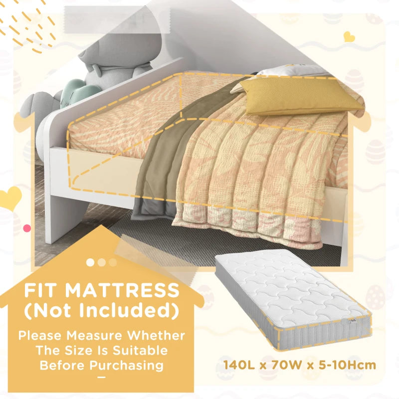 ZONEKIZ Rabbit Toddler Bed - Adorable Kids Bedroom Furniture in White, Perfect for Cozy Sleep and Playtime