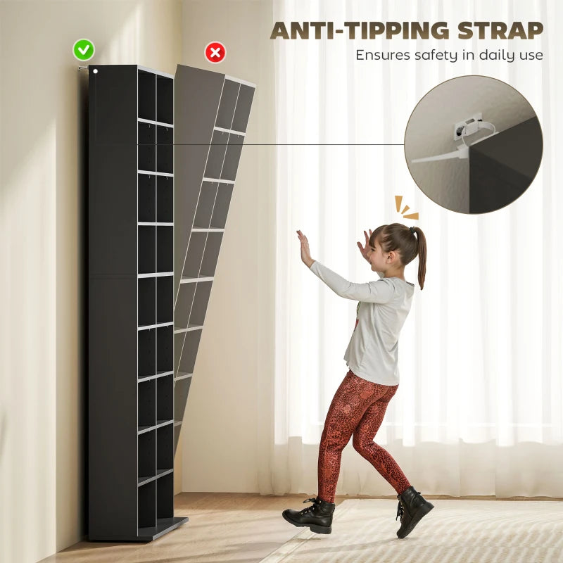 Black 640 CD Storage Tower Organizer for Home and Office