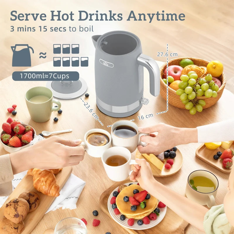 Sleek Grey Textured Kettle and Toaster Set - Modern Kitchen Appliances for Stylish Home Decor