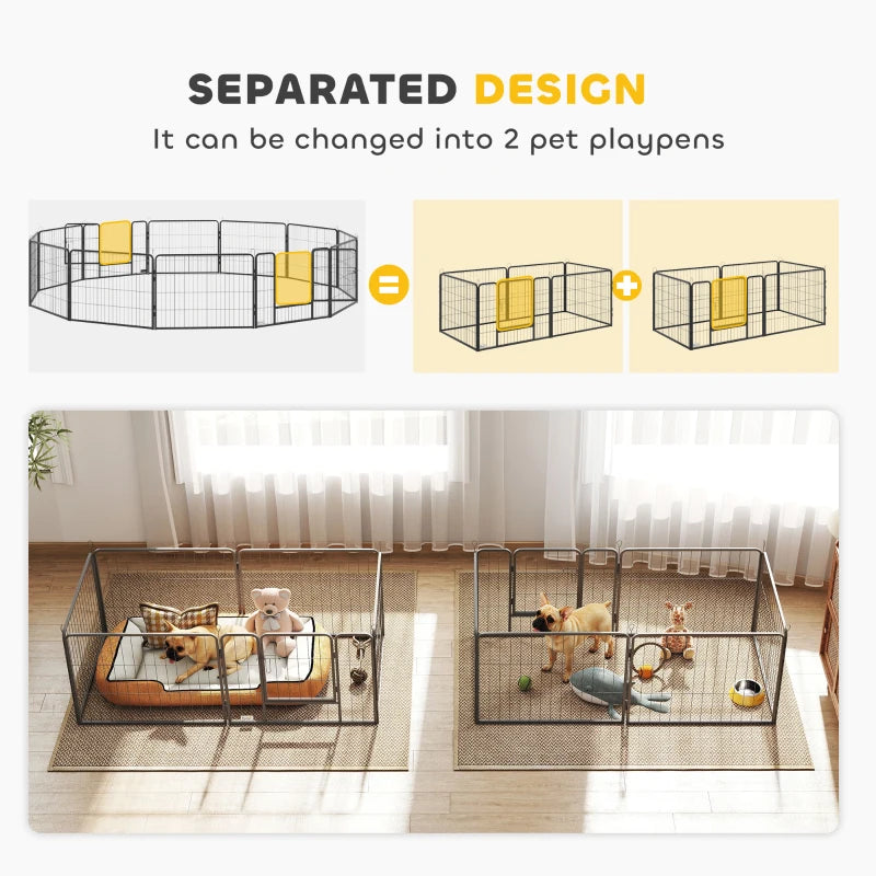 Heavy Duty 12 Panel Puppy Playpen for Small Dogs Indoor Outdoor Use Silver