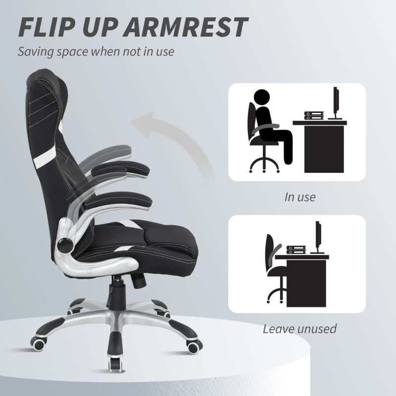 Vinsetto Adjustable Height Linen-Look Office Chair - Stylish Black Ergonomic Design for Home & Office Comfort