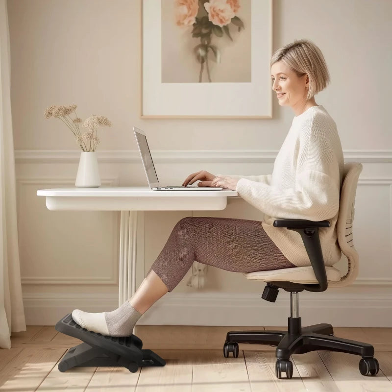Adjustable Height & Angle Footrest - Ergonomic Tilting Platform for Home Office - Black Foot Rest for Comfort & Support