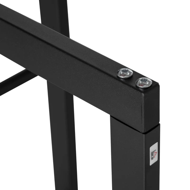 Tall Metal Firewood Log Holder Rack - Indoor/Outdoor Fireplace Wood Storage Shelf, Rust-Resistant, Black, 40W x 25D x 100H cm