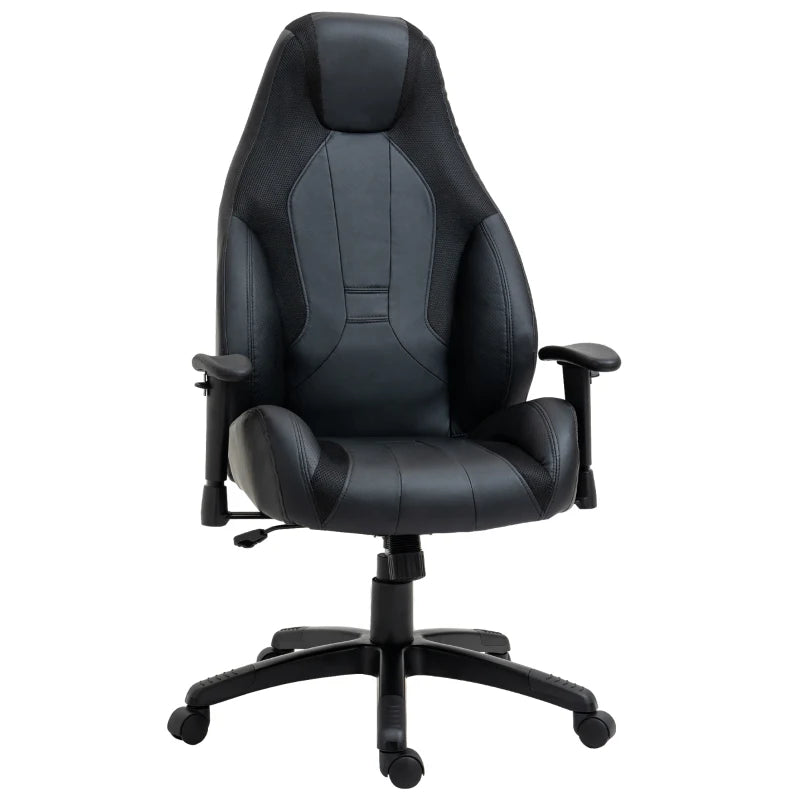 Vinsetto Racing Gaming Chair - Ergonomic Mesh & Faux Leather, High Back, Adjustable Height & Armrests, Swivel Wheels, Black