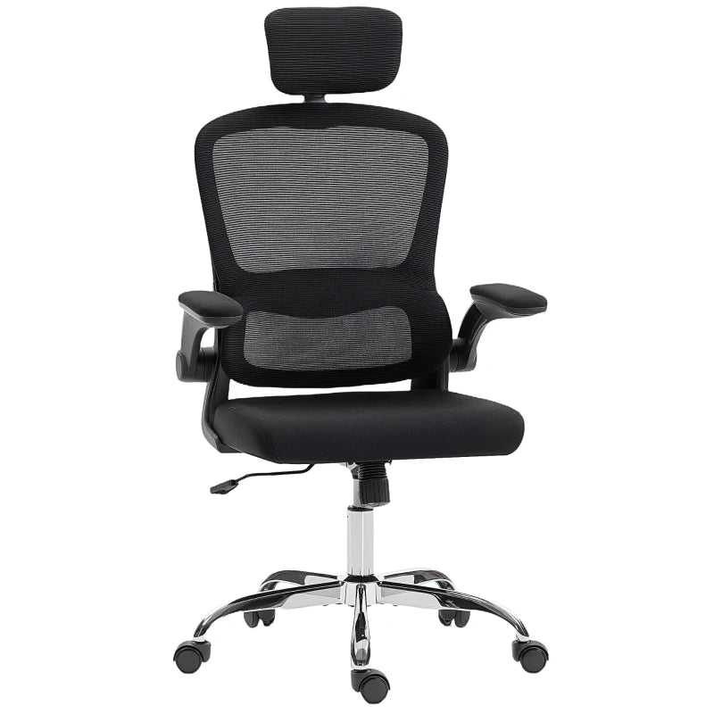 Ergonomic Mesh Back Office Chair with Lumbar Support - Stylish Black Design for Comfort and Productivity