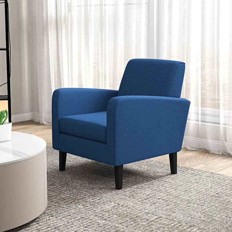Modern Upholstered Accent Chairs with Rubber Wood Legs for Living Room and Bedroom - Set of 2, Blue