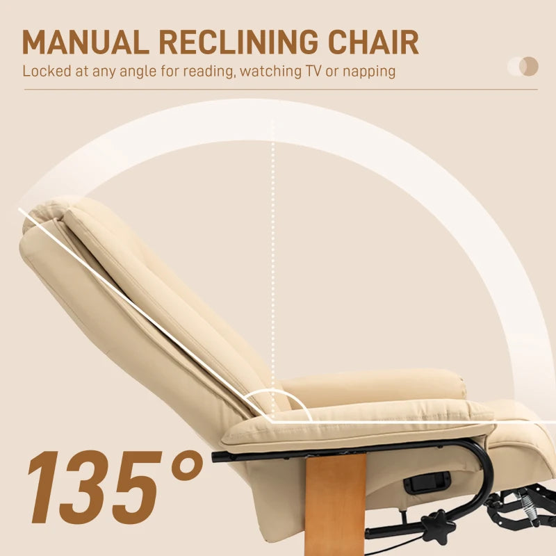 Beige Faux Leather Recliner Chair for Ultimate Comfort and Style in Your Living Room