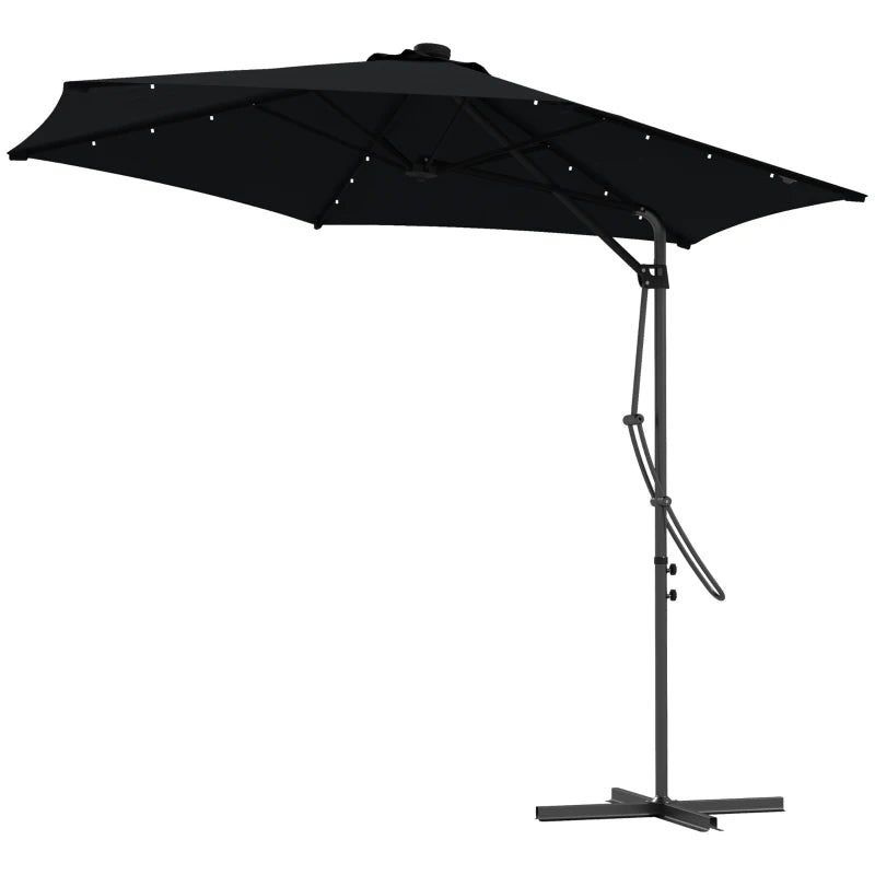 Black Cantilever Umbrella parasol with Solar LEDs