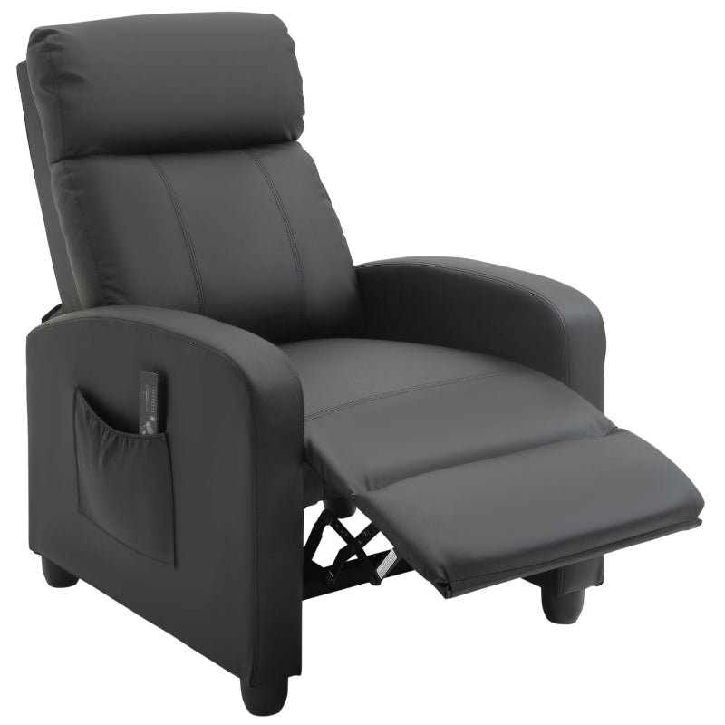 Massage Recliner Armchair in Faux Leather with Adjustable Leg Rest and Side Pocket for Living Room
